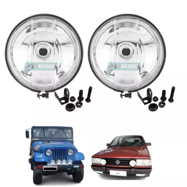 PAR FAROL MILHA LONGO ALCANCE 142MM REDONDO VIDRO H3 GOL GTS ESCORT XR3 OFF ROAD