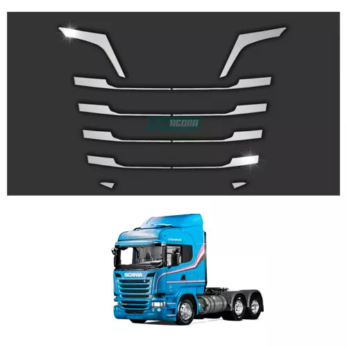 JOGO APLIQUE INOX PARA GRADE FROTAL SCANIA S6  (B2103)