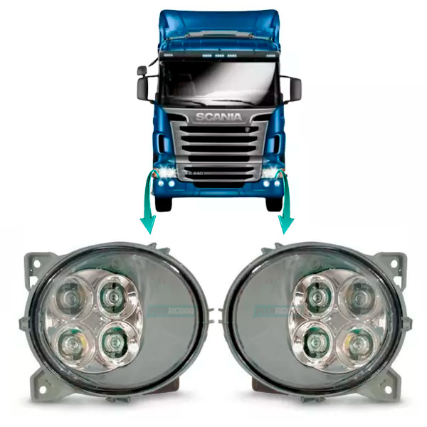 PAR FAROL AUXILIAR LED SCANIA SERIE 4 6 P310 P250 R440 G440 P360 2009 A 2013  (K