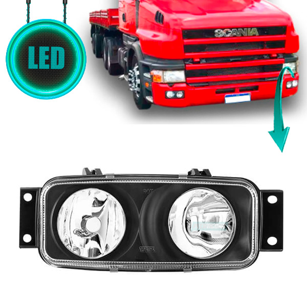 FAROL AUXILIAR LED NEBLINA ESQUERDO SCANIA SERIE 4 114 124 1997 2008 SERIE 5 P G