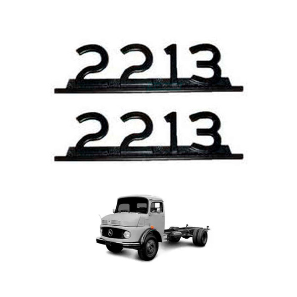 PAR EMBLEMA CAMINHAO MB ''2213'' PRETO - METAL (CX.UNIAO1/4-0034-58179114-1228**