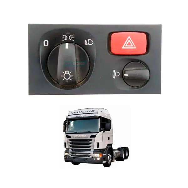 INTERRUPTOR FAROL PISCA ALERTA ​SCANIA SERIE 4 5 P G R 2003 A 2016 COM REGULAG