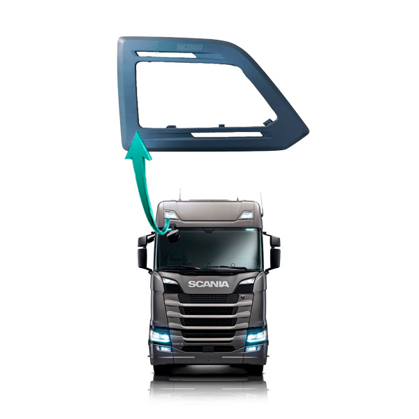 MOLDURA FAROL DIREITO TETO SCANIA SERIE S 2019... CINZA (2497598,.-.)