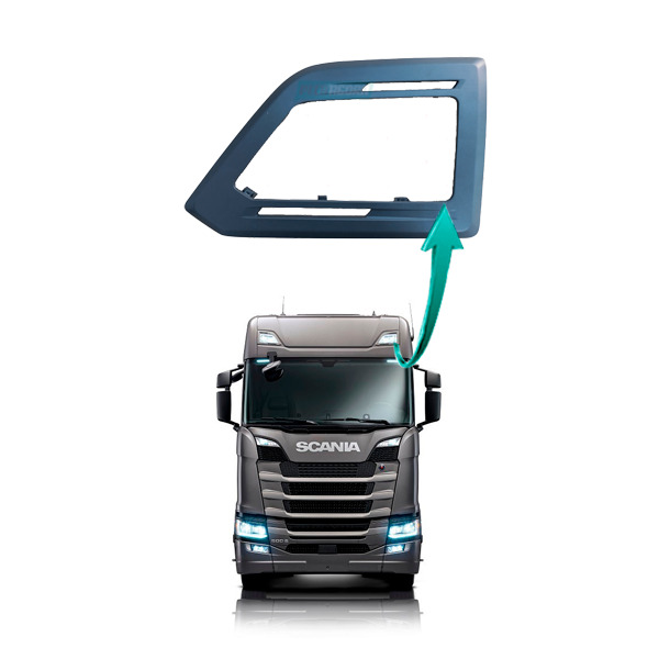MOLDURA FAROL TETO ESQUERDO SCANIA SERIE S 2019... CINZA (2497597,.-.)