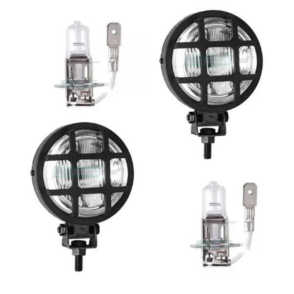 PAR FAROL MILHA REDONDO COM GRADE + 2 LAMPADAS H3 24V PK 22S UNIVERSAL (K.ML0202