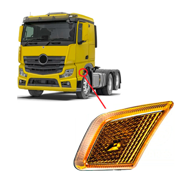 CAIXA 2 LANTERNA SETA ESQ MB ACTROS MP4 LATERAL  AMARELA (CX.9608201021-96082016