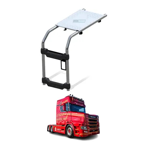 ESCADA LATERAL CROMADA 620MM X 2DEGRAUS SCANIA S6 NTG 2019... (B007M)
