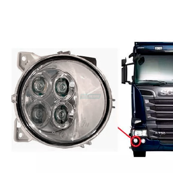 FAROL AUXILIAR NEBLINA DIREITO LED SCANIA SERIE 5 SERIE 6 114 124  97 A 2008 P G