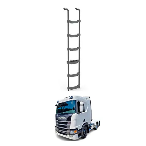 ESCADA PRETA 2075MM X 6DEGRAUS SCANIA CABINE R TETO ALTO MODELO LONGO S6 NTG 201