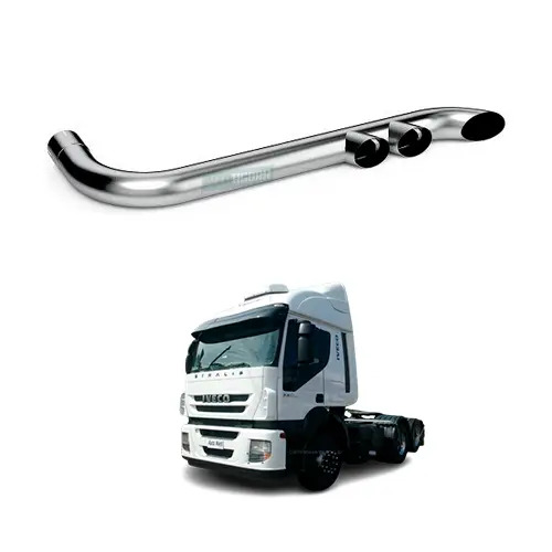 PONTEIRA ESCAPAMENTO CROMADO 3 SAIDAS 4POL 1200 X 465MM IVECO STRALIS ANO 2012 A