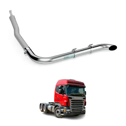 PONTEIRA ESCAPAMENTO CROMADO 4.5POL 1285MM ESQUERDO SCANIA S6 (TB137-M075H)