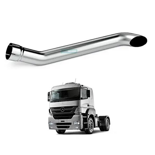 PONTEIRA ESCAPAMENTO CROMADO 5POL 1350MM ESQUERDO MB AXOR EURO 3 (434503-M073P)