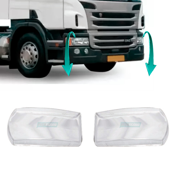 PAR LENTE VIDRO FAROL PARA SCANIA SERIE 5 6 ESQUERDO DIREITO (K.1549814-1549815)