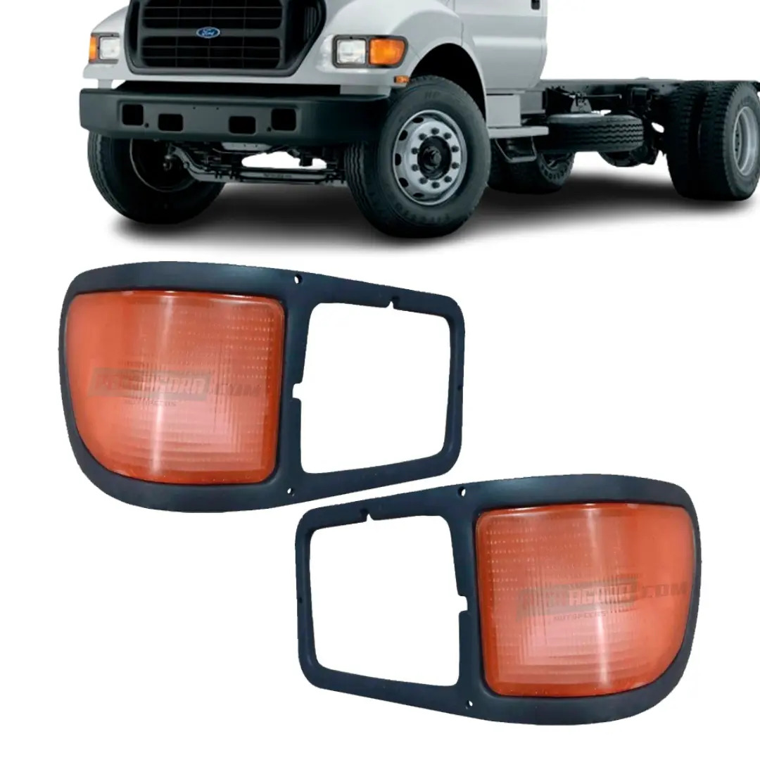 PAR LANTERNA PISCA AMARELA MOLDURA FAROL FORD F12000 F14000 F16000 98 A 2005 PIT