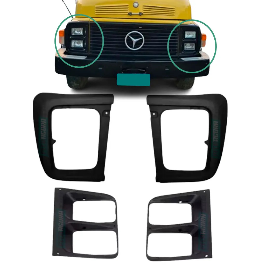 KIT 4 MOLDURA PAR BOJO FAROL MERCEDES 1113 MB LD LE FIBRA (K.3316989589-6989589-