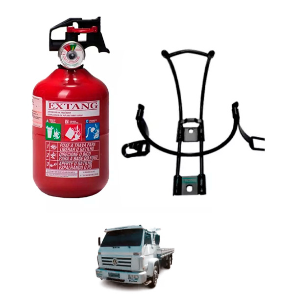 SUPORTE EXTINTOR INCENDIO 1KG 4'' COM EXTINTOR DE INCENDIO P1 4 '' POLEGADAS CLA