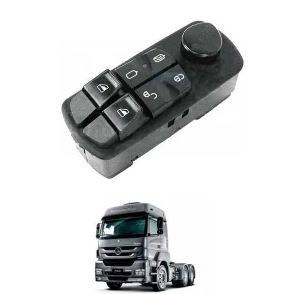 INTERRUPTOR ACIONAMENTO VIDRO ESQUERDO MB AXOR ATEGO 2018... COM TRAVA CENTRAL M