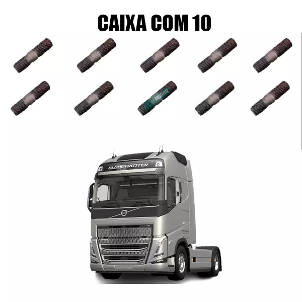 CAIXA COM 10 PRISIONEIROS FIXACAO BARRA DE REACAO VOLVO FH NH FM VM B6R B7R B9R 