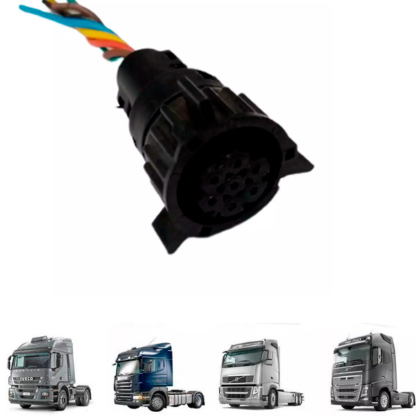 CHICOTE CONECTOR FEMEA ELETRICO 7 VIAS UNIVERSAL VOLVO VM FH SCANIA SERIE 4 MAN 