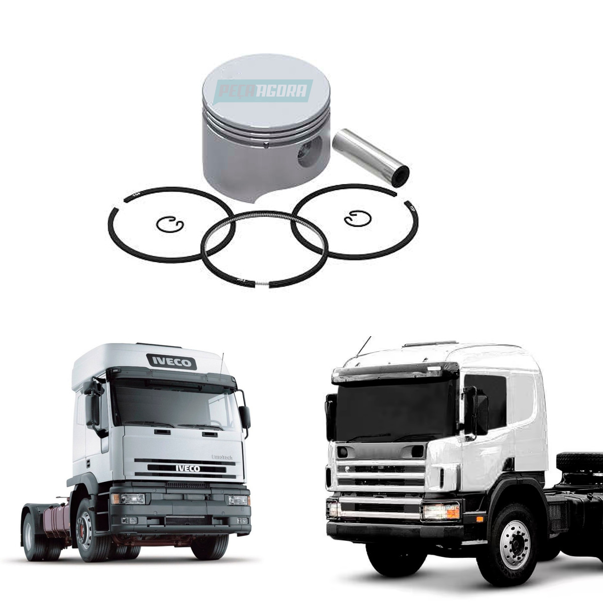 JOGO PISTAO E ANEIS ORIGINAL MAHLE Ø 92.25MM AGRALE IVECO SCANIA VOLKSWAGEN VOL