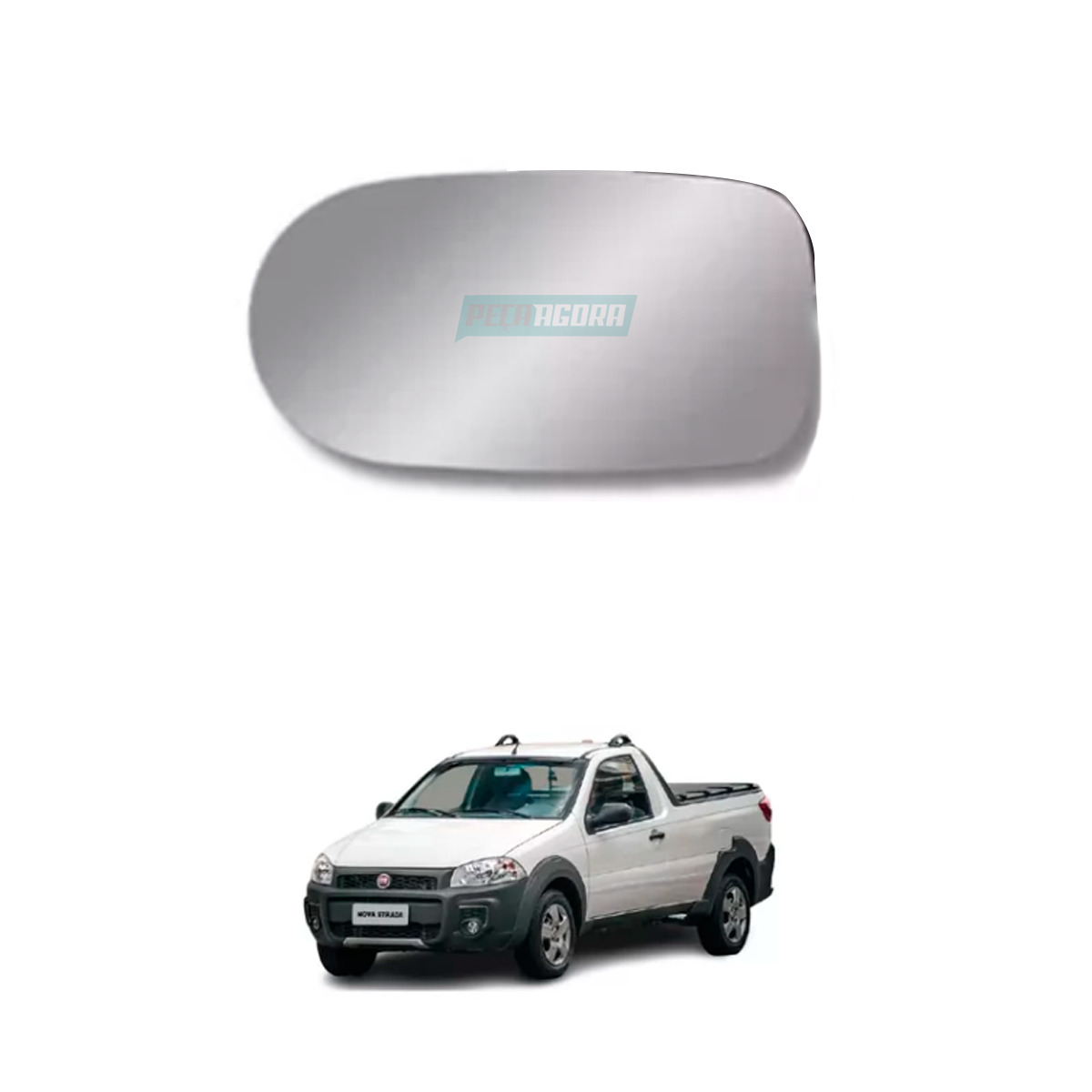 VIDRO ESPELHO RETROVISOR ESQUERDO COM BASE FIAT ESTRADA (SB071)