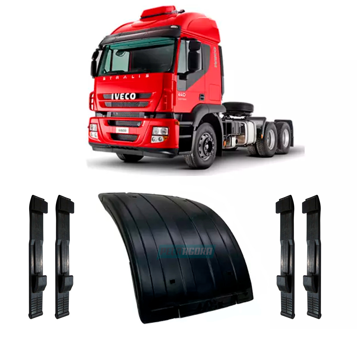 KIT PARALAMA TRASEIRO CENTRO SUPERIOR CAVALO COM 4 PRESILHAS IVECO STRALIS 490S4