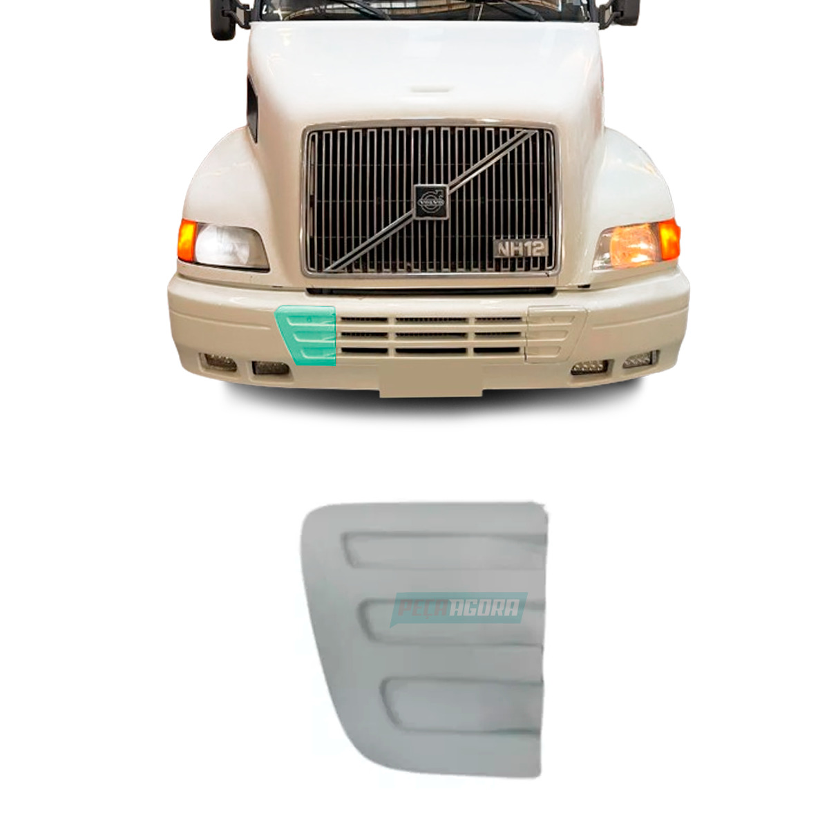 TAMPA PARACHOQUE DIREITO FIBRA VOLVO NH 12 FAROL QUADRADO  (8129397-1999)