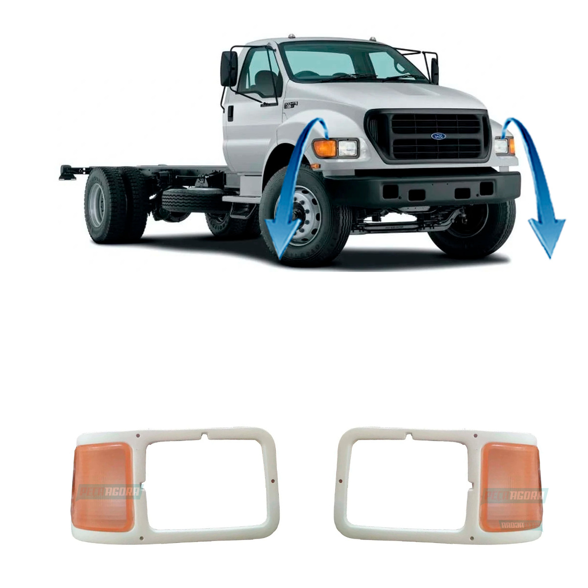 PAR LANTERNA SETA PISCA MOLDURA BRANCA FORD F12000 F14000 F16000 98 A 2005 PITBU