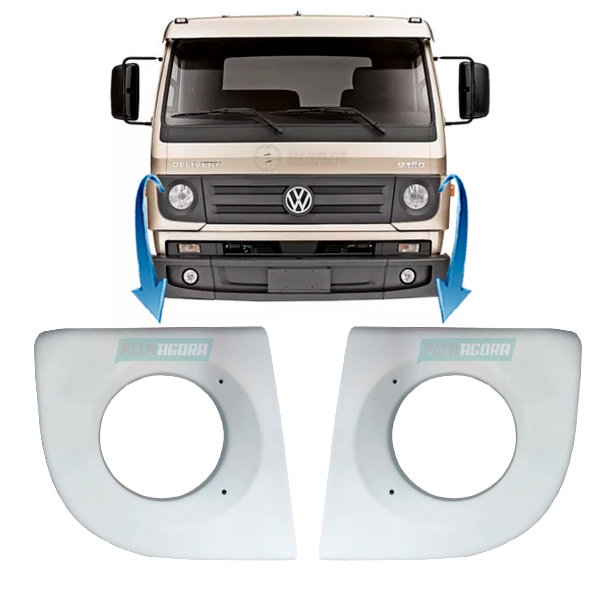 PAR MOLDURA ARO FAROL VW DELIVERY 5140 8150 2005... 8150E 9150E 2010...  (K.2P08