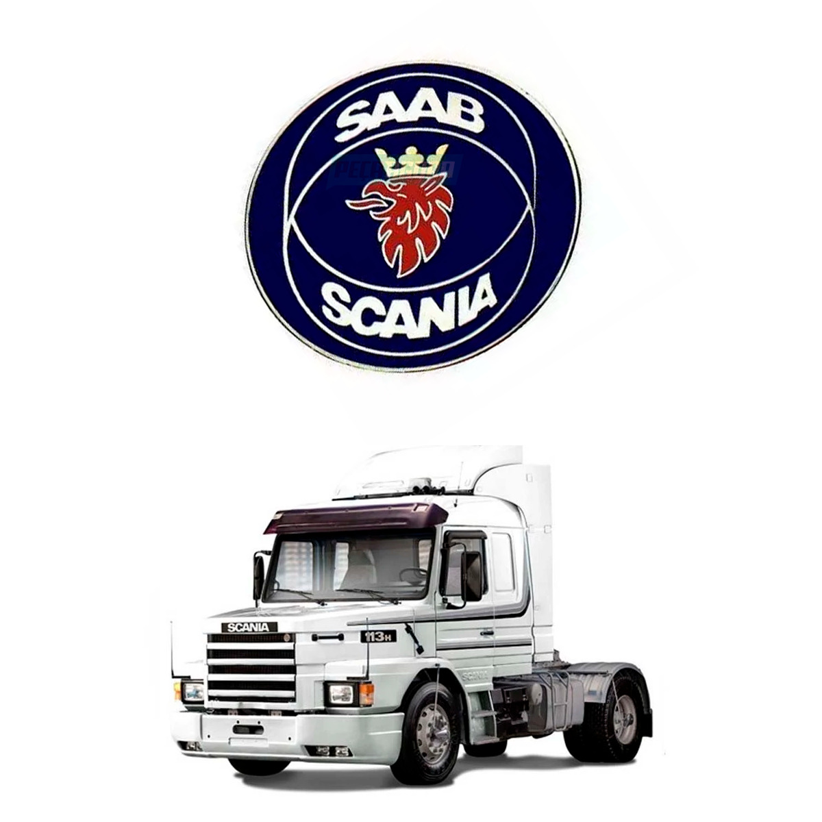 EMBLEMA CAPO LOGOTIPO PARA SCANIA SAAB 112 113 ALUMINIO RESINADO ADESIVO (355403