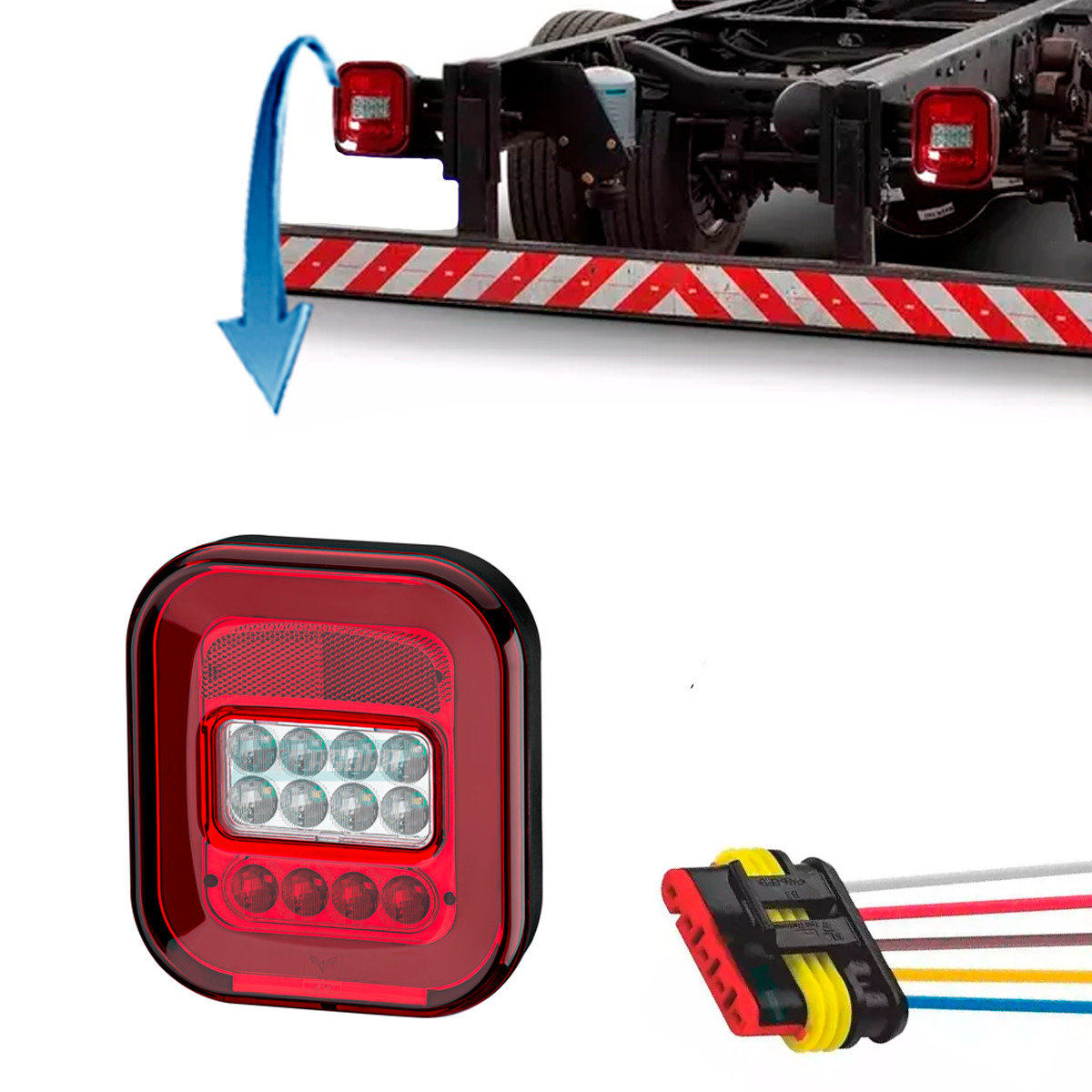 KIT LANTERNA TRASEIRA ESQUERDA COM CHICOTE VW CONSTELLATION 2012.. FORD LED MARM