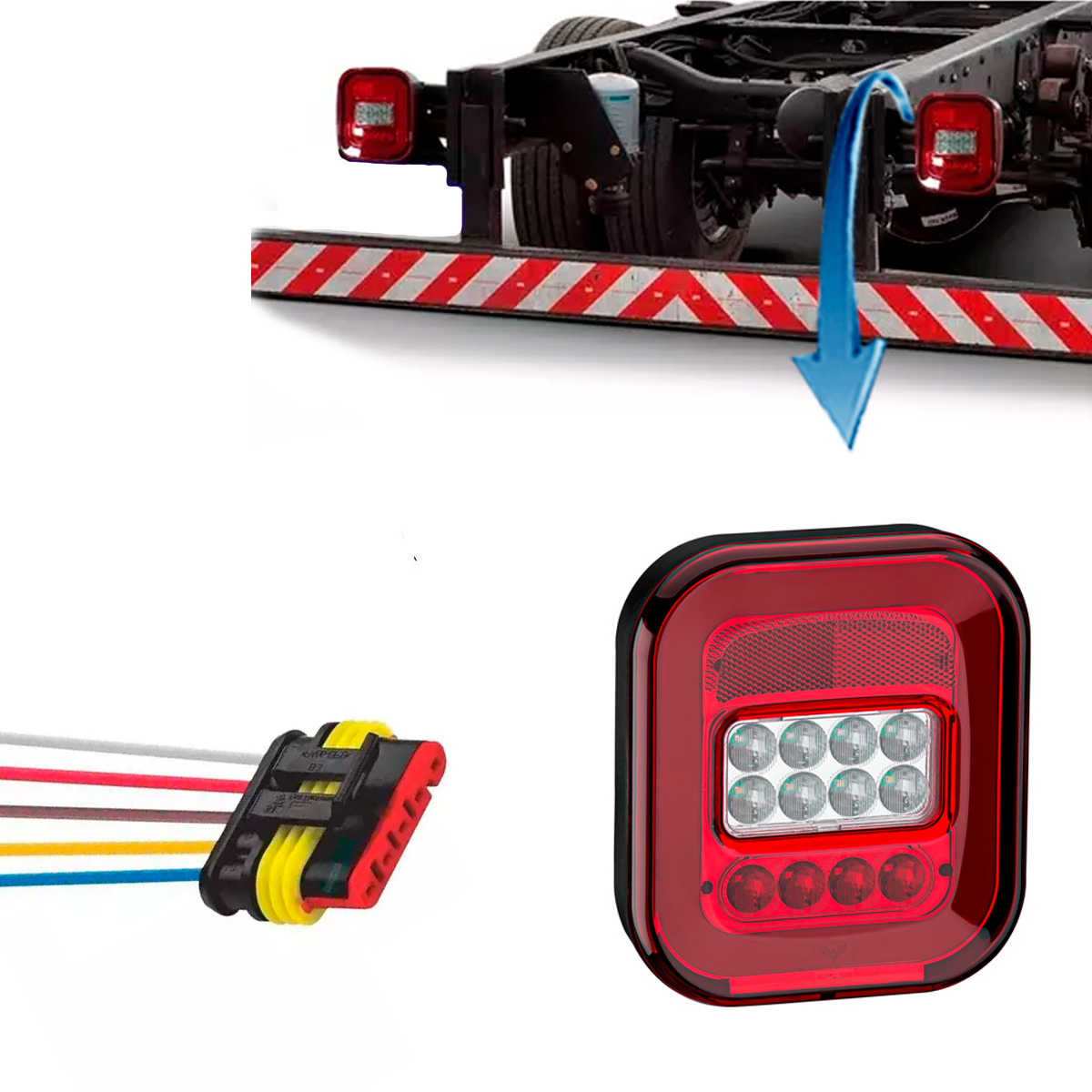 KIT LANTERNA TRASEIRA DIREITA COM CHICOTE VW CONSTELLATION 2012.. FORD LED MARMI