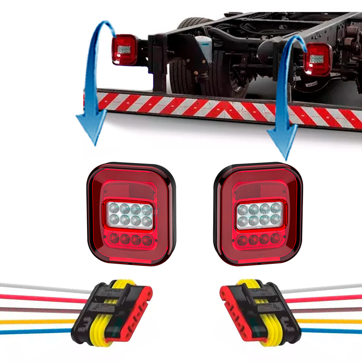 PAR LANTERNA TRASEIRA COM 2 CHICOTES VW CONSTELLATION 2012.. FORD LED MARMITAO 1