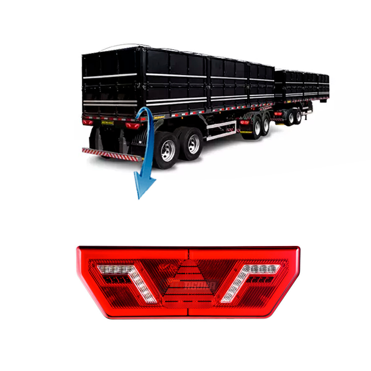 LANTERNA TRASEIRA DIREITO CARRETA GUERRA IMPLEMENTOS COM LED 24V  (459514-L3070.