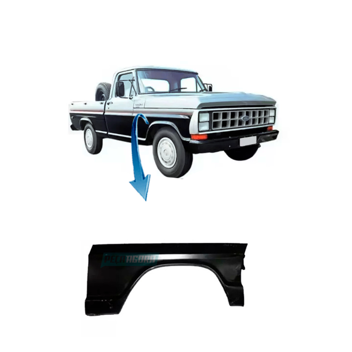 PARALAMA DIREITO LATA FERRO FORD F1000 ATE 1992 (85TU16005B-21132)