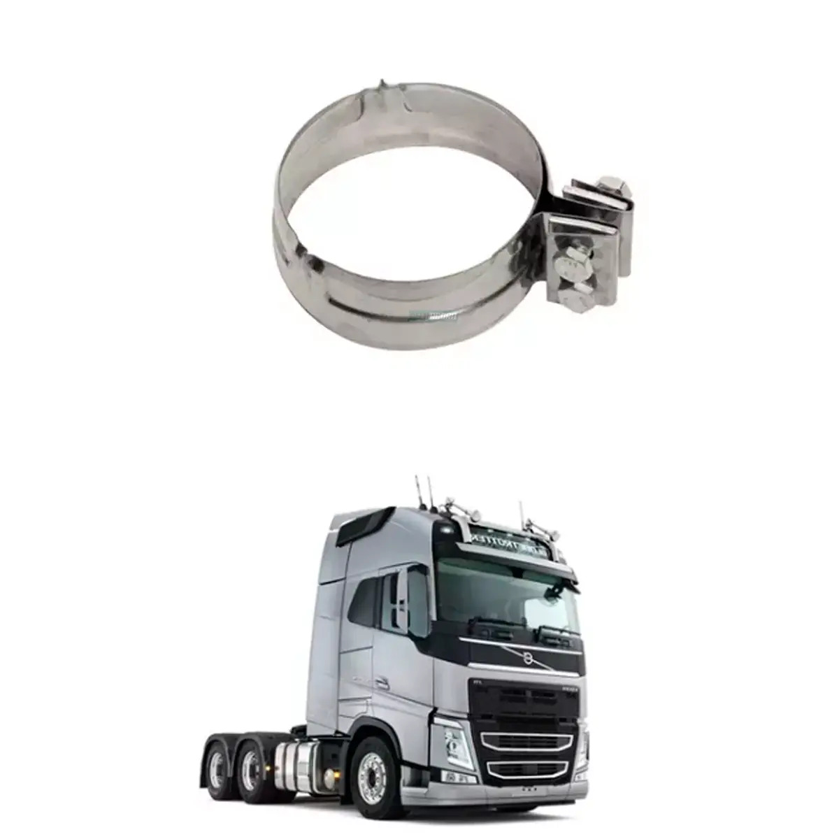 ABRACADEIRA INOX FLEXIVEL 5 POLEGADAS ESCAPAMENTO VOLVO CAMINHAO NH12 FH12 FH12E