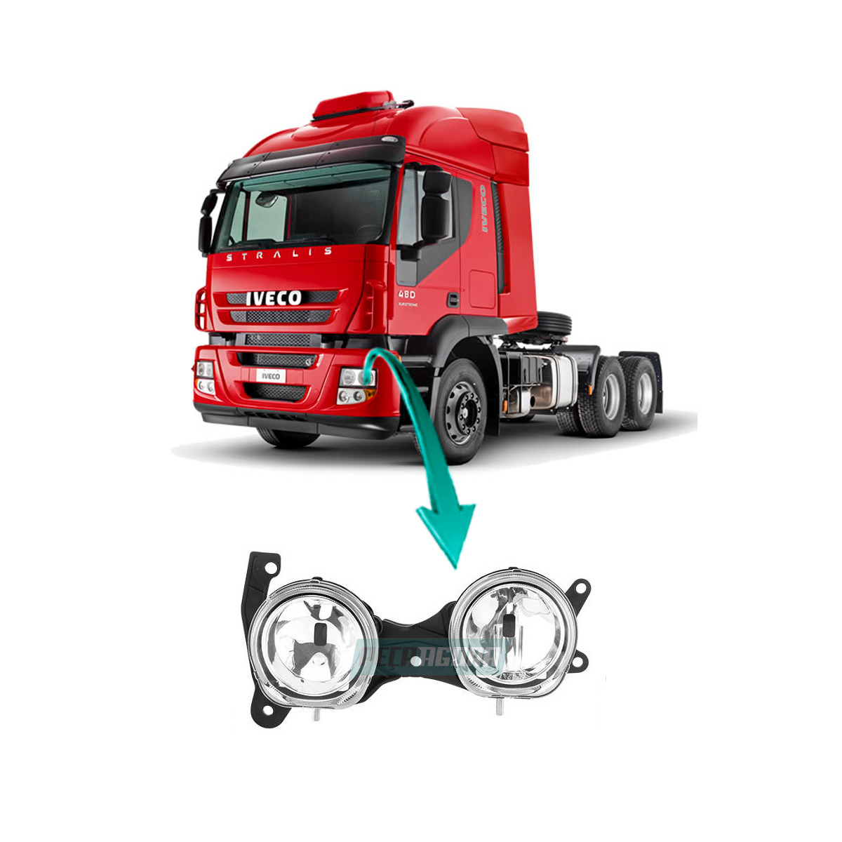 FAROL DUPLO ESQ AUXILIAR MILHA COMPLETO IVECO STRALIS 2008 TECTOR CURSOR 2009 SE