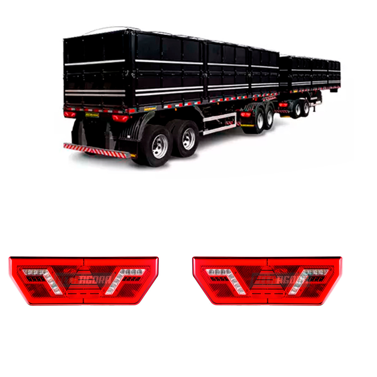 PAR LANTERNA TRASEIRA CARRETA GUERRA IMPLEMENTOS COM LED 24V (K.L3070.01-L3071.0