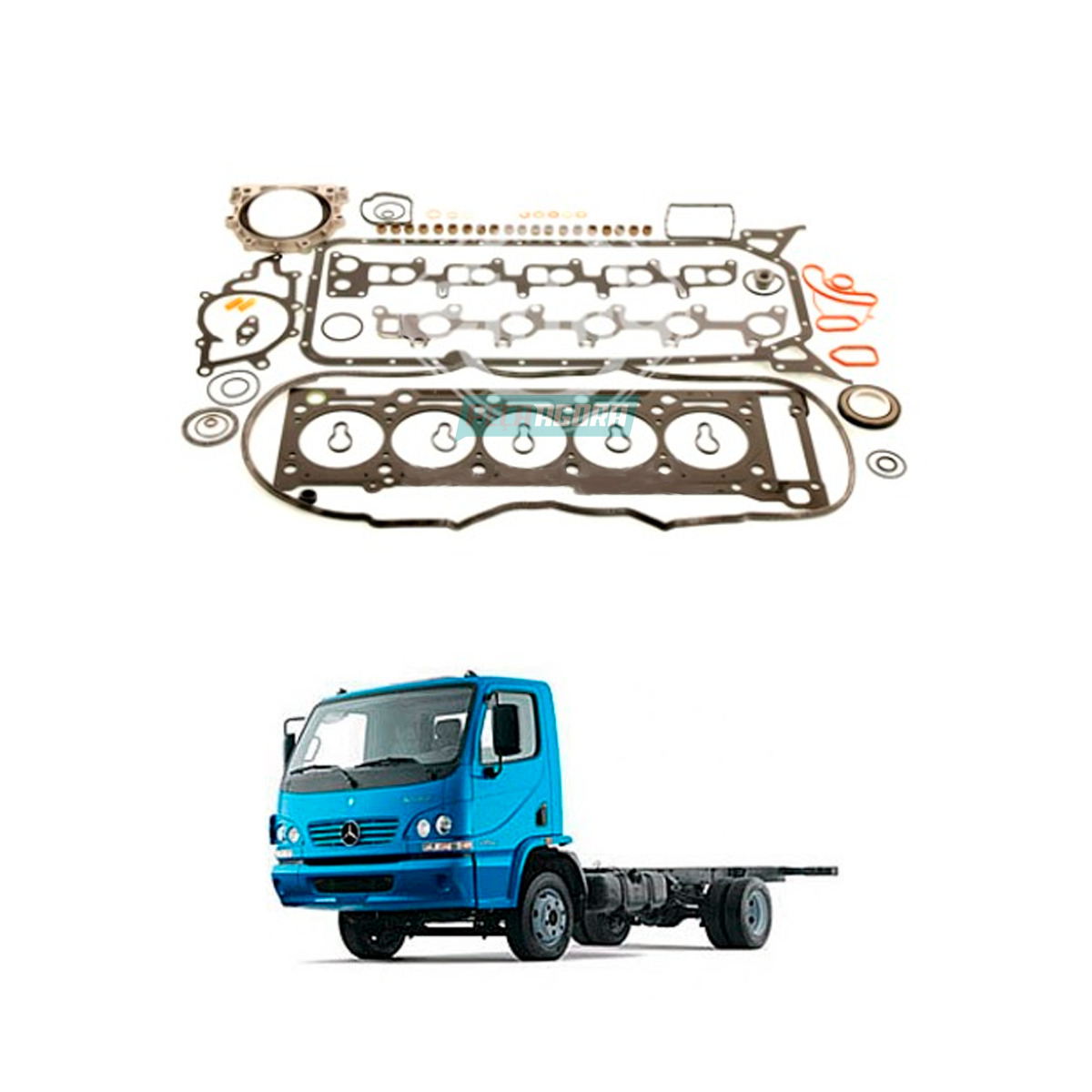 JOGO JUNTA COMPLETO MOTOR COM RETENTOR MBB 715 MOTOR OM612 MBB ACELLO 715C (6120