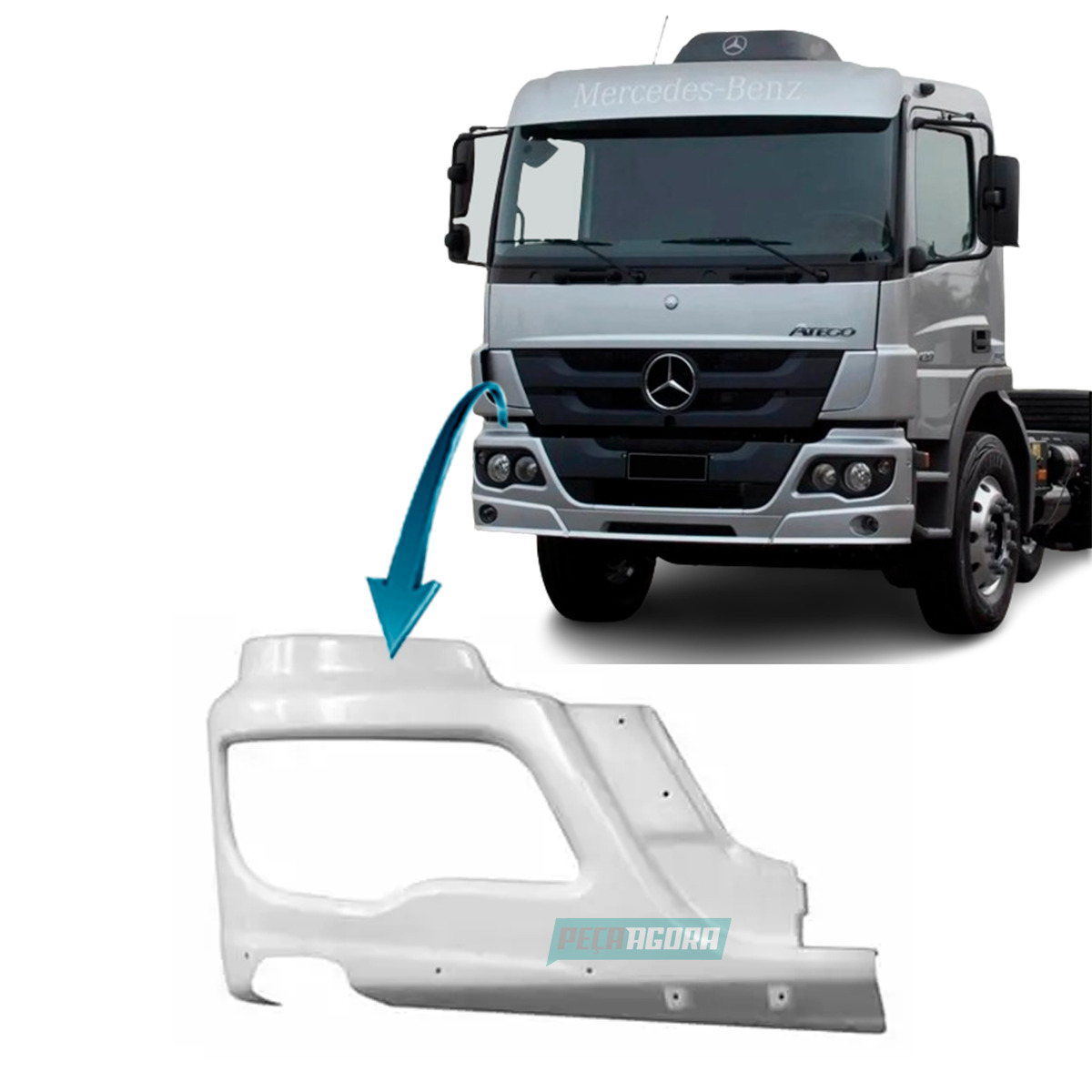 PONTEIRA PARACHOQUE DIREITO COM ABERTURA MILHA MB ATEGO 2012..  ( 9588808370-M30