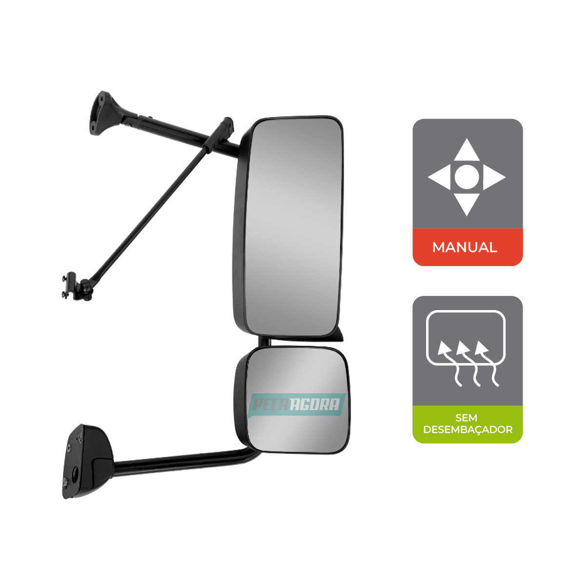 CONJUNTO ESPELHO RETROVISOR DIREITO MB ATEGO AXOR 2007 A 2013 COM AUXILIAR SEM D