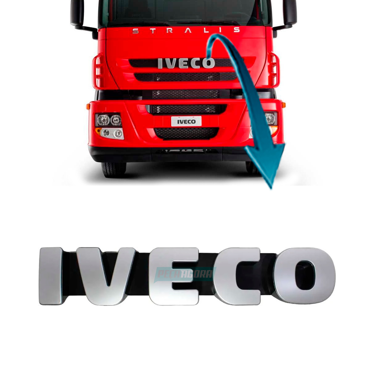 EMBLEMA FRONTAL IVECO STRALIS 200S38 490S38 570S38 TRAKKER 380T38 380T42 410T38 
