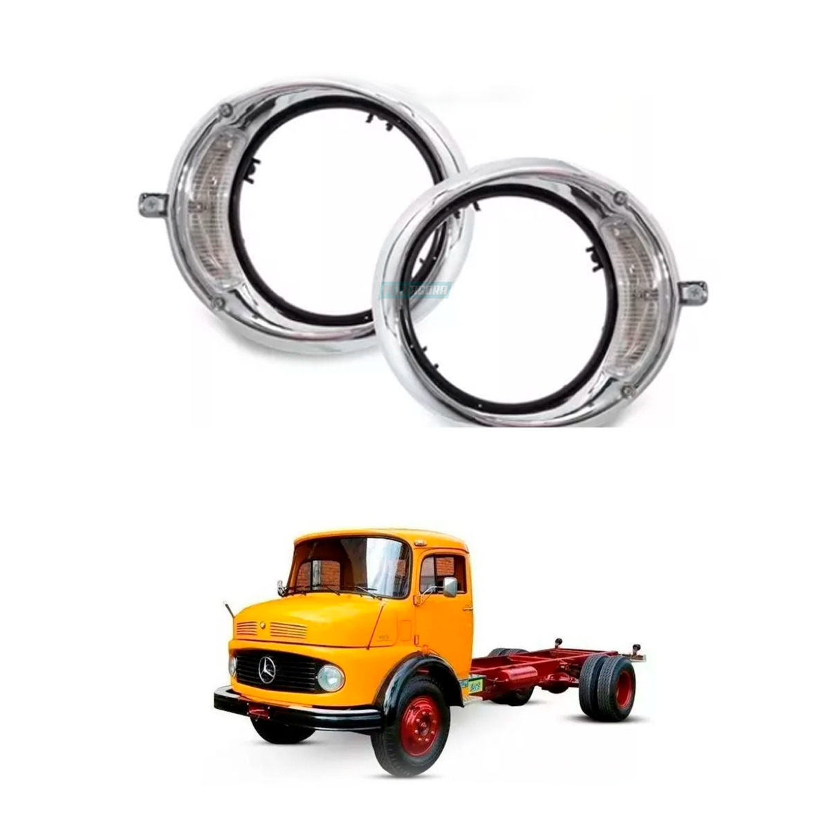 PAR ARO MOLDURA FAROL REDONDO MB 1113 1114 1313 CROMADO (4040)