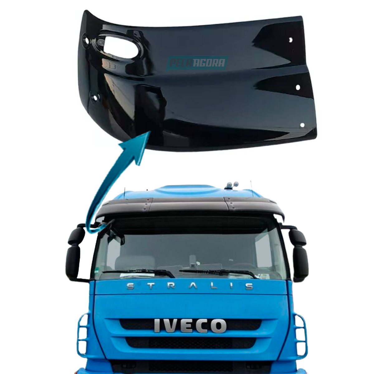 VISEIRA TAPA SOL DIREITO IVECO STRALIS TETO ALTO (504089358-)
