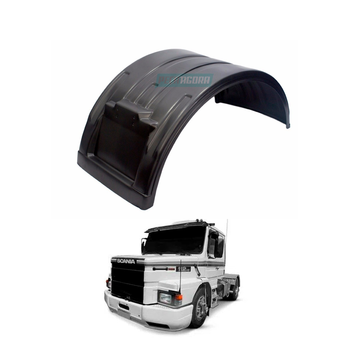 PARALAMA PLASTICO PARA SCANIA 112 113 SERIE 3 TRASEIRO TRACAO PRETO (1678122].)