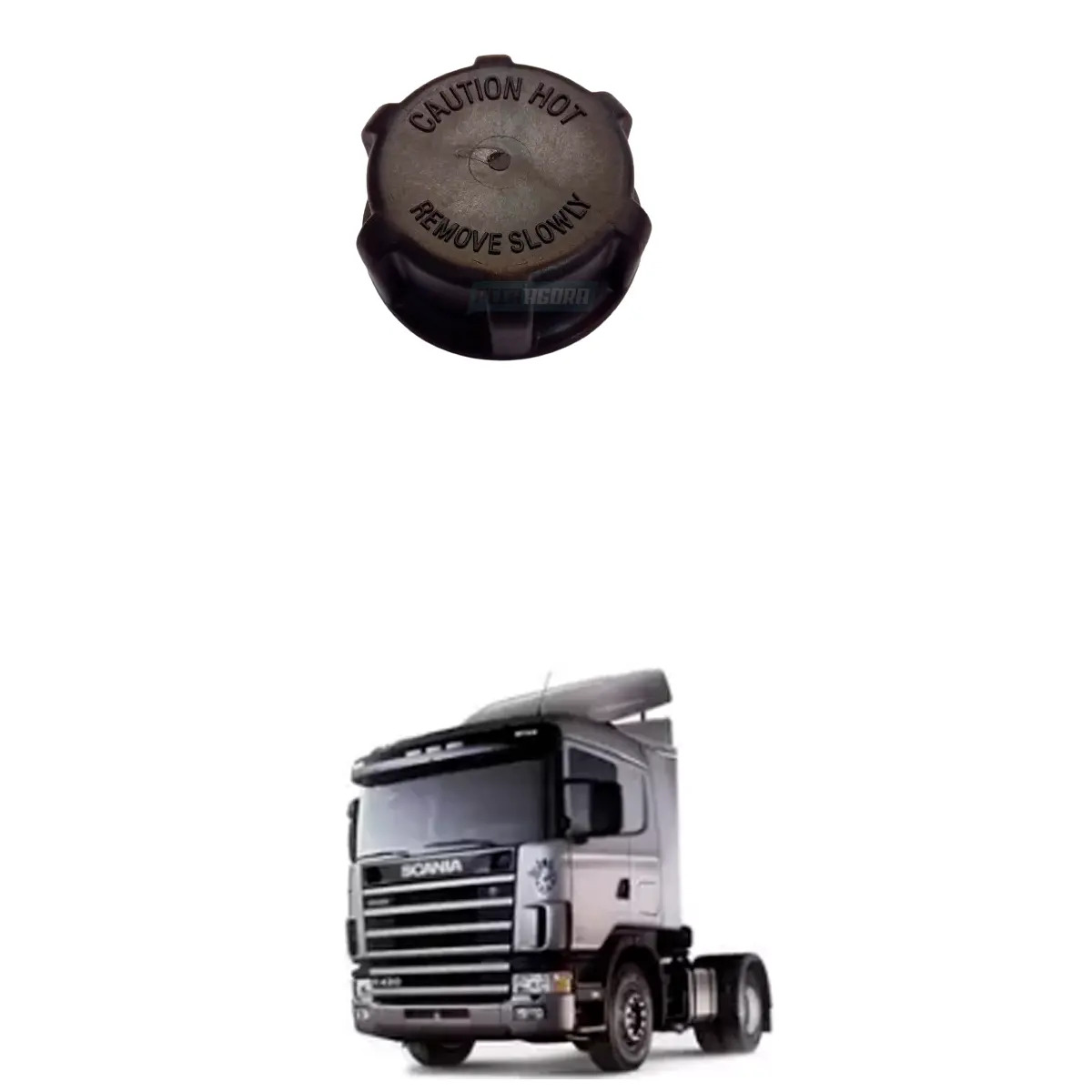 TAMPA RESERVATORIO AGUA RADIADOR COM VALVULA SCANIA P R T SERIE 4 SERIE 5 (18494