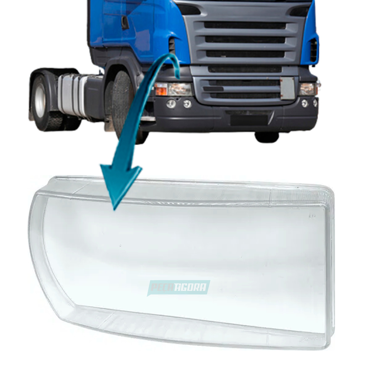 LENTE VIDRO FAROL DIREITO SCANIA SERIE 5 P250 P310 P360 R440	 (2399977-1549815)