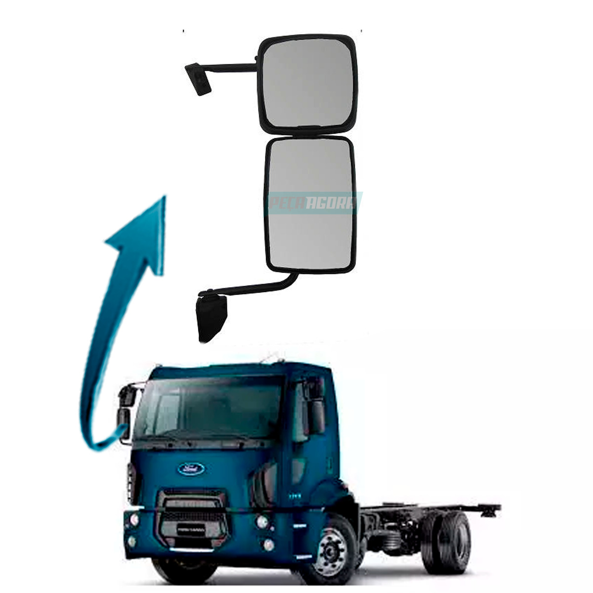 ESPELHO RETROVISOR DIREITO MANUAL FORD NOVO CARGO 1319 1517 1519 1719 1722 1723 