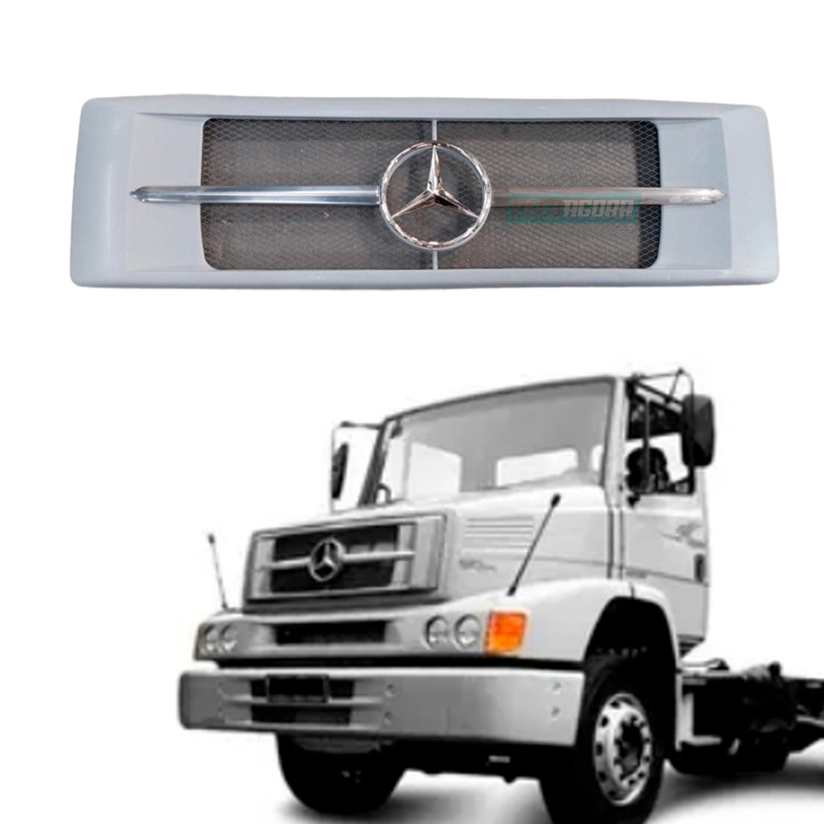 GRADE FRONTAL MB HPN 1620 1938 - COMPLETA CINZA E CROMADO (6948800185-M123)