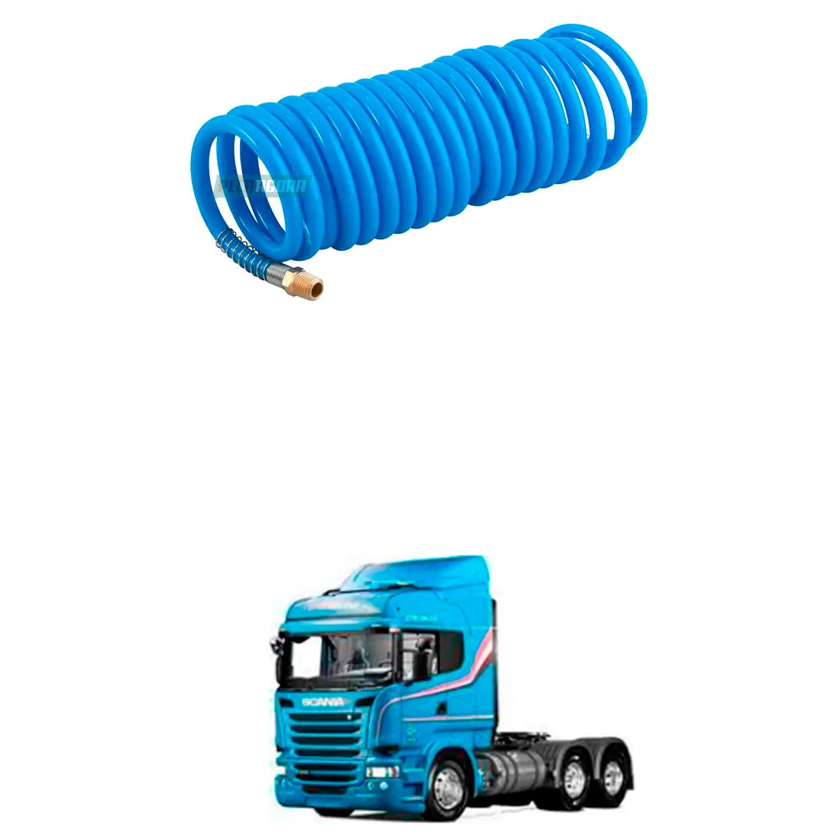 MANGUEIRA ESPIRAL 6,5M AZUL MACHO M16 X FEMEA M18 SCANIA SERIE 5 CAVALO MECANICO